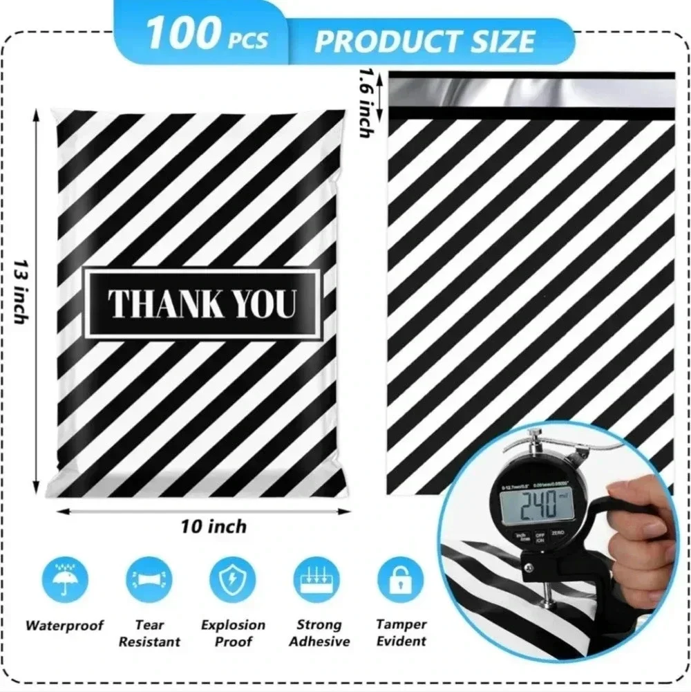 Thank You Poly Mailer 10x13 Inch 100 Pcs, Waterproof and Tear-Resistant Shipping